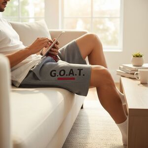 Men’s Galaxy by Harvic G.O.A.T. Athletic Shorts Size L Gray w Red Drawstring NWT